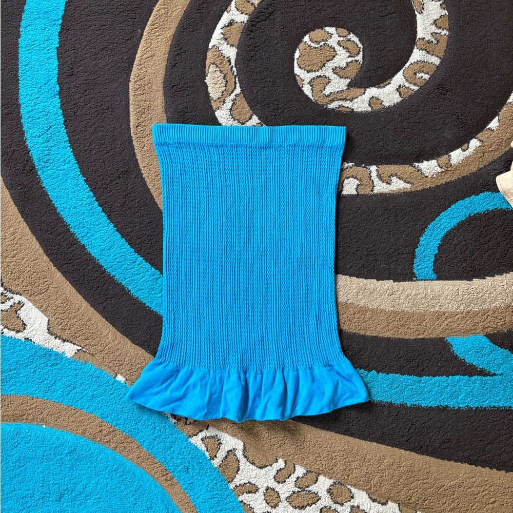 Blue Stretchy Ribbed Tube Top
